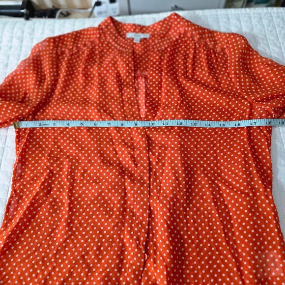 Joie Womens Orange Polka Dot Silk Blouse S Long Sleeve Lightweight Top - Picture 6 of 6